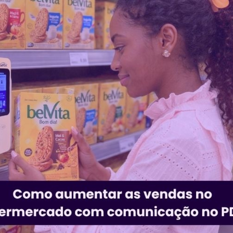 comunicação no ponto de venda em supermercado com tela digital de ofertas